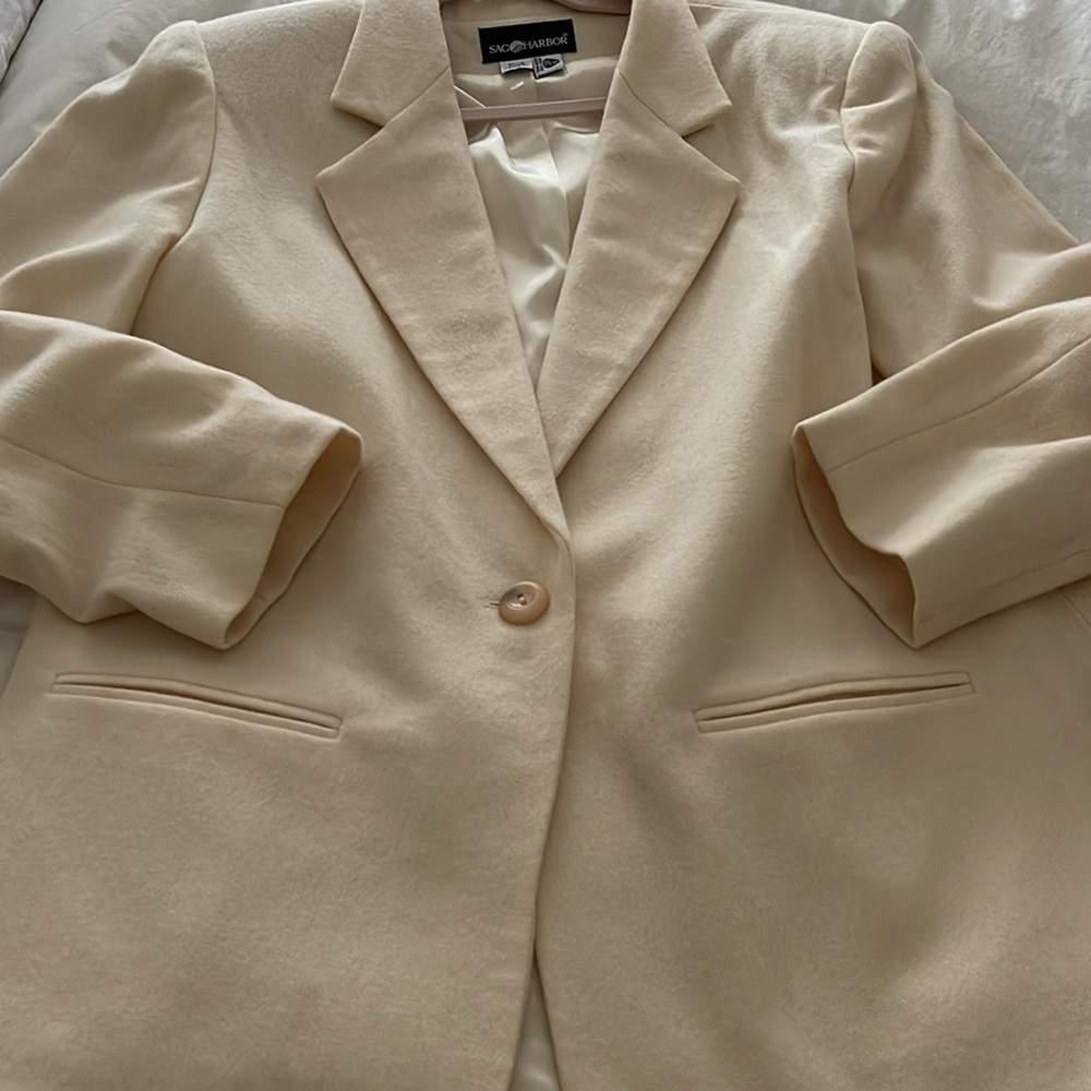 Sag Harbor wool pale yellow classic blazer - Picture 5 of 13